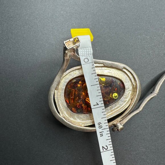 Vintage Baltic Amber Cabochon Project Salvage Piece Silver Part Repair Read - Picture 14 of 16